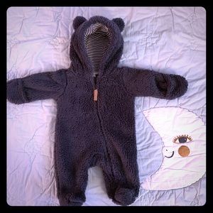 Carter’s Fuzzy Fleece Bunting NB Navy Blue Zipper